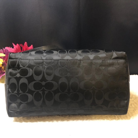 Coach 33475 Ward Signature Black Nylon Tote Bag With Leather Handles - Picture 8 of 16